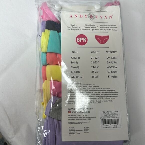 Andy and Evan Girl's Day of the Week 8 pack Bikini Briefs NWT size l (8-10) - Picture 12 of 12